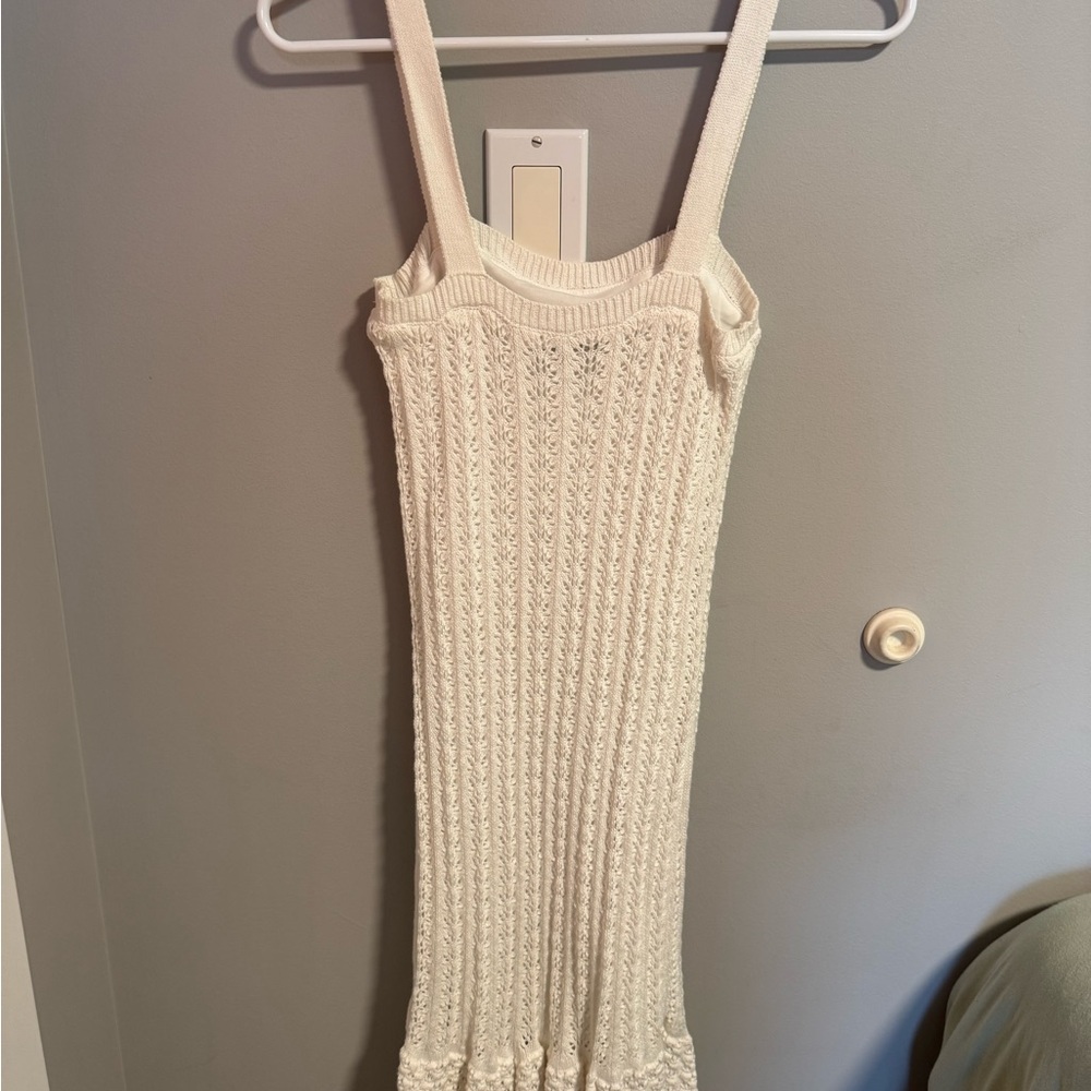 Cream Ribbed Sheath Dress - Picture 3 of 3